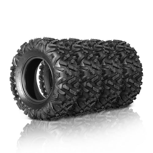 TUFFIOM Set of 4 ATV UTV All-terrain Tires 25x8-12 Front & 25x10-12 Rear, 6 PR, Tubeless