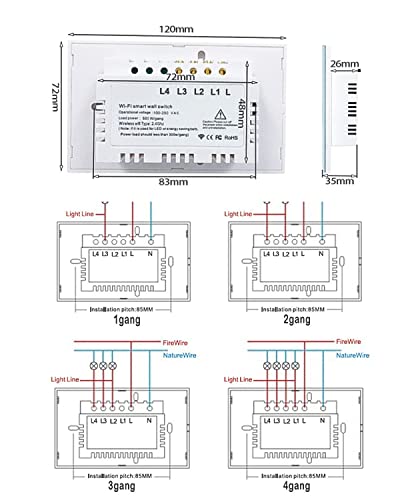 image for FOHOA Smart Light Switch, 2.4GHz WiFi Smart Switch, Tempered Glass Tou