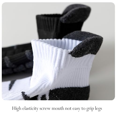 Men's Black & White Towel Bottom Sports Socks - One Size, Anti-slip, Sweat-wicking, Durable, Odor-resistant for Running4