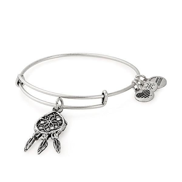 Alex and Ani Path of Symbols Expandable Bangle for Women, Dreamcatcher Charm, Rafaelian Silver Finish, 2 to 3.5 in