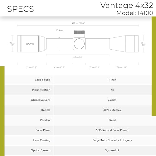 Hawke Vantage 14100 Gogle celownicze 4X32 Czarny Rozmiar M