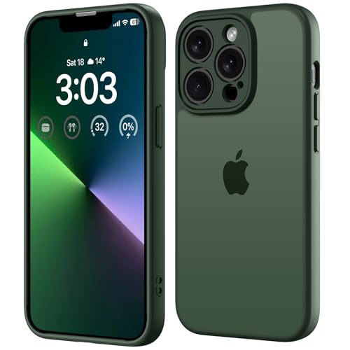 ORDA für iPhone 13 Pro Hülle 6,1 Zoll, Vollständiger Kameraschutz Stoßfest Kratzfest Transluzente Rückseite Schutzhülle, Anti-Fingerabdruck Matt Handyhülle für iPhone 13 Pro (Grün)