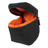 DIYEAH パッド入りカメラレンズバッグ ポータブル耐衝撃ポーチ ミラーレスレンズ用 ジッパー開閉式 旅行に優しい保護収納ケース