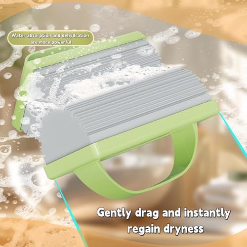 Image of Reusable Damp Duster Sponge 3-Pack, Deep Groove Cleaning Sponge with Handle | Strong Adhesion & Super Absorption for Baseboards, Blinds, Vents, Window Tracks (Green)