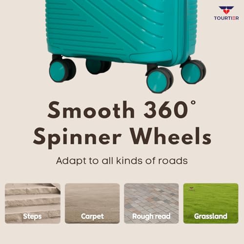 Image of Hard-Shell Luggage Trolley Bag with 360 Spinner Wheels, Large Capacity Travel Carry-On Suitcase (Style-1, Green, 20 INCH)
