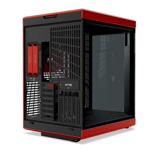 Image of Hyte Y70 Touch Dual Chamber ATX Mid Tower Modern Aesthetic Case with Integrated 4K LCD Touchscreen - Black Red