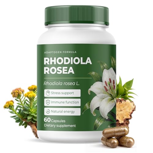Rhodiola Rosea Supplement Organic – Adaptogenic Herbal Blend with Rhodiola for Stress Relief, Sustained Energy, Mental Focus & Cognitive Performance, Natural Non-GMO Daily Wellness Support