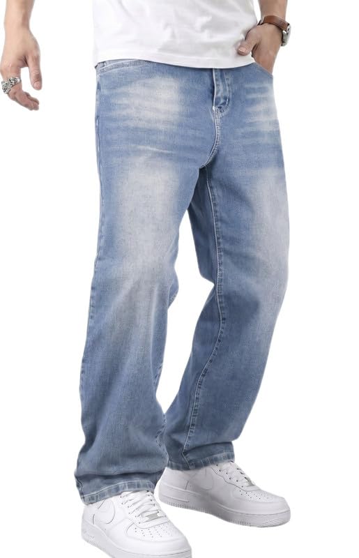 JMIERR Herren Baggy Jeans Weite Jeanshose Y2K Denim Streetwear Raw Jogginghose Loose Fit Männer Hip Hop Jeanspants S-3XL