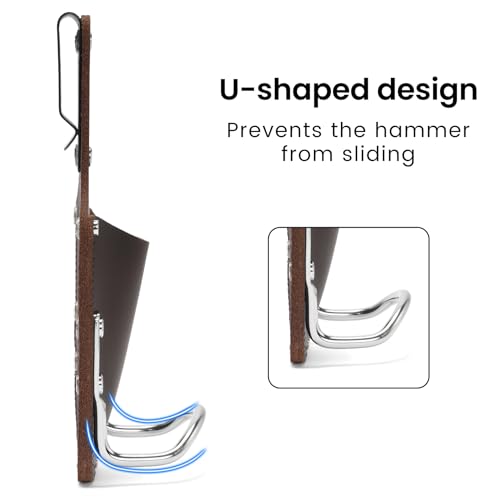 Image of Hammer Holder,Hammer Holder for Belt,Tool Holder Pliers Holster Knife Holster, Hammer Holster Made with Genuine Leather and Heavy-Duty Steel,for Construction Electrician Carpentry Garden Pruning.