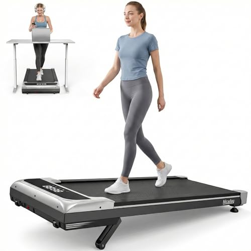 Niceday Tapis de Marche Bureau avec Inclinaison, Capacité 180kg, Moteur Silencieux (3 CV Pic), Tapis de Course Pliable, Bande Extra Large 42cm, 0-10 Niveaux...