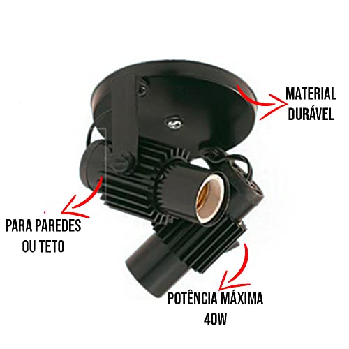 SPOT 2E27 ALETADO PRETO