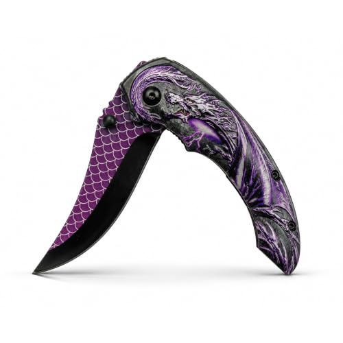 SZCO 4.5' Purple Dragon Folding Knife...