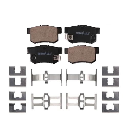 Image of Detroit Axle - Rear Brake Kit for 2003-2007 Honda Accord, 2004-2008 TSX Drilled & Slotted Brake Rotors and Ceramic Brakes Pads 2005 2006 Replacement: 10.24 inch inch Rotors