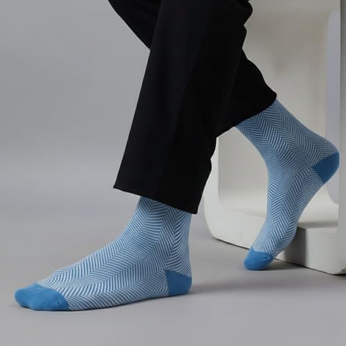 Image of Mint & Oak Long Socks For Men, Soft Cotton Calf Length Socks, Colorful Sock Gift For Men, Full Length & Odour Free, Funky Socks - Gift Box of 3