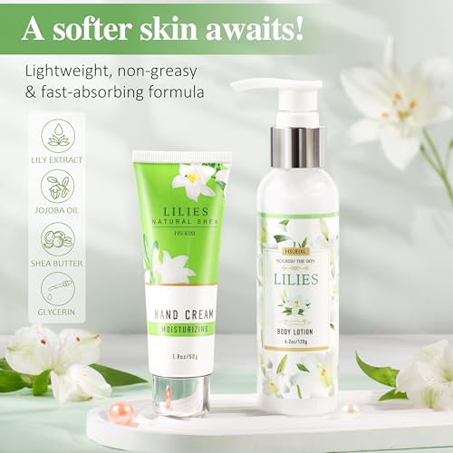 Gifts for Women, Birthday Gifts for Women, Bath and Body Gifts Set, Lilies Self Care Set,Christmas Mothers Day Relaxing Spa Basket for Mom, Grandma, Girlfriend, Sister, Friends - Image 5