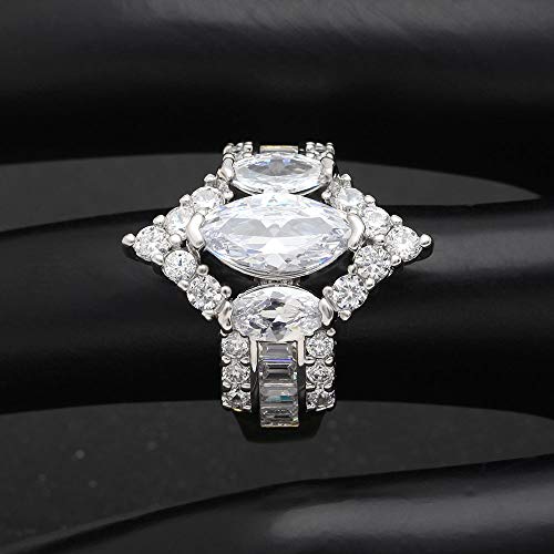 UFOORO Engagement Rings Inspired by Royal Wedding: 3 Stone Cubic Zirconia Crown & Simulated Gemstone Promise Ring: 18K Yellow Gold, 18K Rose Gold & Rhodium Plating, Size 5-103