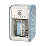 Ariete Vintage Machine à Café Americano 1342, Cafetière Filtre, Carafe en Verre Trempé, Jusqu'à 12 Tasses, Minuteur 24 Heures, Arrêt Automatique, Anti-Gouttes, Capacité 1.5 L, 2000W, Bleu Clair