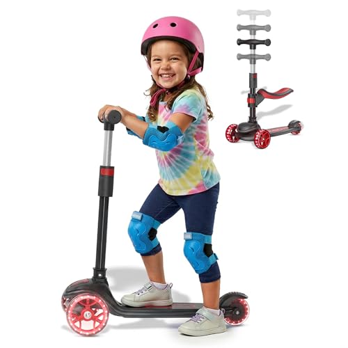 Image of Kick Scooter for Kids Ages 3-8,3-Wheel Foldable Scooter with Adjustable Height Handlebars,LED Light-Up PU Wheels,Wide Anti-Slip Deck,Lean-to-Steer - Toy Gifts for Kids