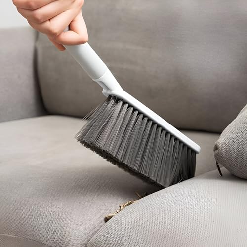 Image of Dust Removal Brush with Long Handle - Microfiber Bristles, Semi-Hard Duster for Carpet, Keyboard, Furniture, Sofa, Bed, Car, Hotel & Home - All-Purpose Cleaning Brush for Household Use (White)