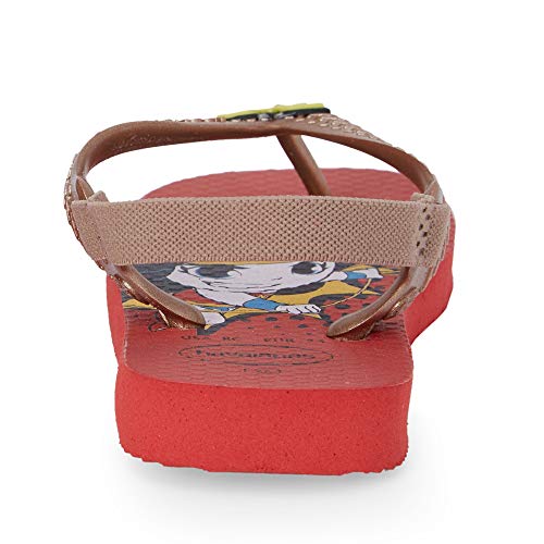 Chinelo, Havaianas, New Baby Herois, Bebê Unissex, Vermelho Rubi/Rose Gold Metalico, 21