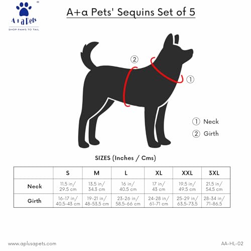 Image of A+a Pets' Sequins Set of 5- Harness, Leash, Collar, Bow & Poo Bag Pouch for Dogs and Cats (XL, Red)