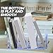 OSOLADY File Holder Desktop Organizer, 4-Compartment Vertical Bookshelf, Ice Blue Paper File Rack for Office Desk Document Storage