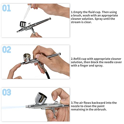 MEEDEN Conjunto de 3 peças de pistola de aerógrafo: agulhas de 0,25, 0,35, 0,5 mm pré-equipadas - al