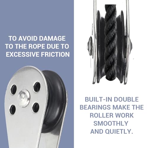 image for SynHHergyx 4 PCS Stainless Steel Nylon Marine Pulley, Small Pulleys fo