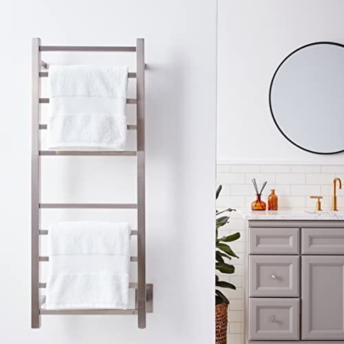 Warmlyyours Warmly Yours Sydney 10-Bar Electric Heated Bath Towel Warmer Rack, Brushed, Wall Mountable, Hardwired, Grey #TOP25