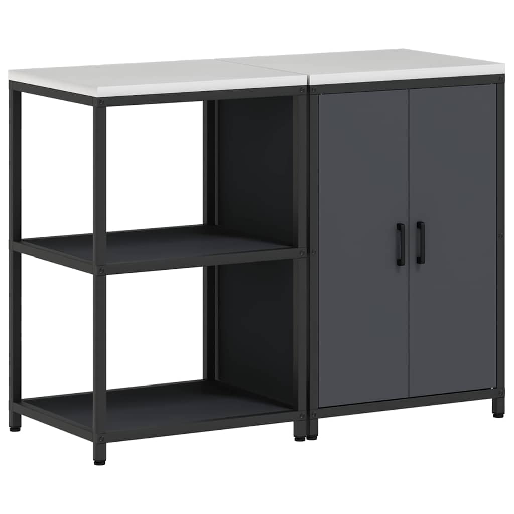 Küchenlager-Set 2-teilig aus Stahl, Küchenunterschrank mit Regalen und Türen, Moderner Vorratsschrank für die Küchenorganisation, 120 x 50 x 92 cm, Anthrazit