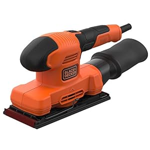 BLACK+DECKER Lijadora Orbital 150W, Velocidad 14,000 RPM, Diámetro de Órbita 2mm, Fijación de Lija por Pinza, Incluye Bolsa de Polvo y Hoja de Lija, BEW220