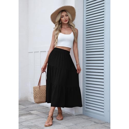 Image of Witsmile High Waist Tiered Skirts for Women Flowy Skirts for Women Long Length with Pockets 2026 Fashion Trendy