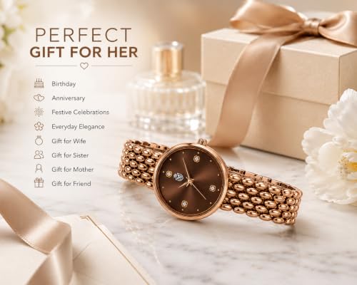 Image of MOOVER Analog Watch for Women & Girls | Luxury Bracelet Style Ladies Wrist Watch | Crystal Dial with Premium Stainless Steel Chain Strap | Fashion Watch for Daily Wear, Party & Gift