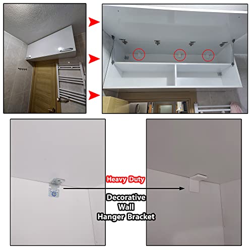 Yapikan 4Pcs White Heavy Duty Furniture Kitchen Cabinet Wall Mount Hanger Bracket 1.57X1.57 Inch thumb #3