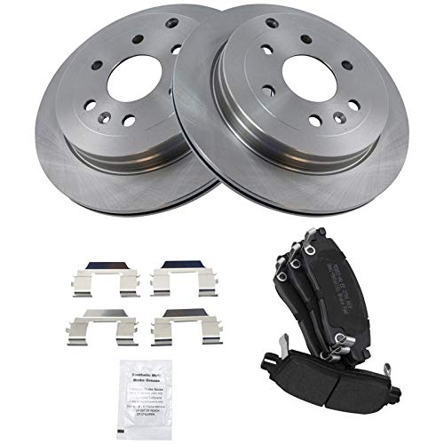 Image of TRQ Rear Brake Pad and Rotor Set Semi Metallic Vented Rotors | For 2009-2017 Chevrolet Traverse 2007-2016 GMC Acadia 2008-2017 Buick Enclave 2007-2010 Saturn Outlook 2017 Acadia Limited
