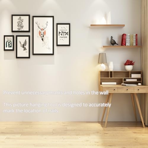 Image of Picture Hanging Tool, Goodsnova Picture Hanging Kit with Level for Easy Making Position, Perfect Wall Picture Hanger for Frame Art Painting Photo, Yellow