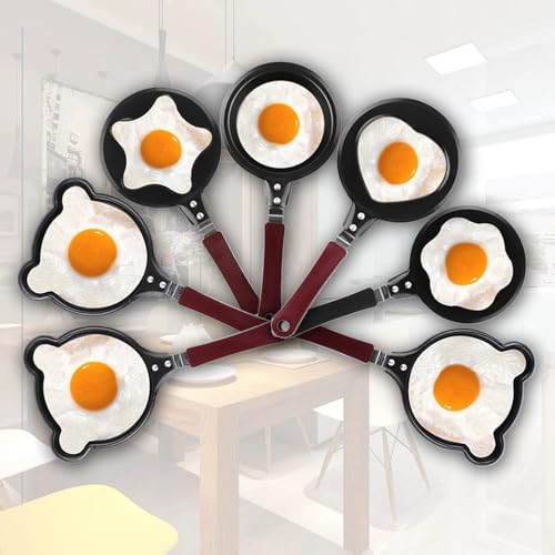 Image of Egg Fry Pan for Kitchen Lovely Cartoon Shape Mini Non-Stick Egg Frying Pan Omelets Pan Pancake Egg Fryer Skillet Fry Frying Pan Molds Cookware (5) (Flower)