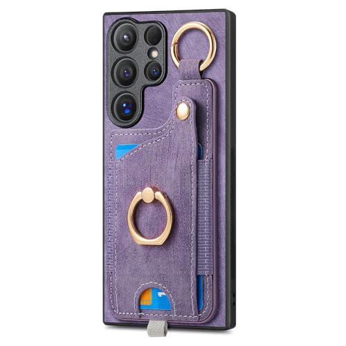 CYBERGARAGE�EFor Galaxy S26 �P�[�X PU���U�[�P�[�X ��̌^�����O�t�� �X�^���h�@�\ �J�[�h���[ �X�g���b�v�� For �M�����N�V�[ S26(�p�[�v��)