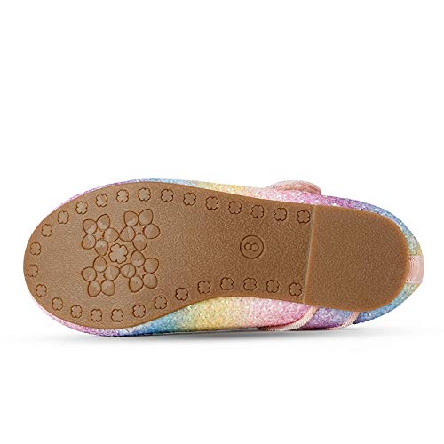 Adamumu Girl's Glitter Dress Shoes Toddler Party Sparkly Princess Shoes Rainbow Mary Jane Shoes Colorful Ballet Flats In Wedding Casual Wearing #TOP7