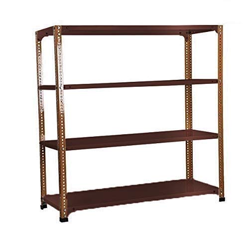 Genericc Spacious Slotted Angle Rack CRC Sheet 4 Shelves Multipurpose Powder Coating Storage Rack Dimension 15"x36"x78" (Chocolate Brown)