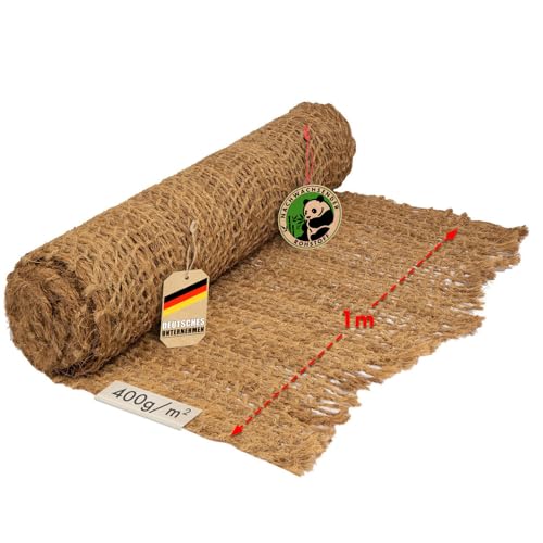 Floordirekt Böschungsmatte 400 g/m² | 15 m - Erosionsschutz für Gartenarbeiten | Böschungsnetz | Hangsicherung | Kokos-Naturfasern | Witterungsbeständig