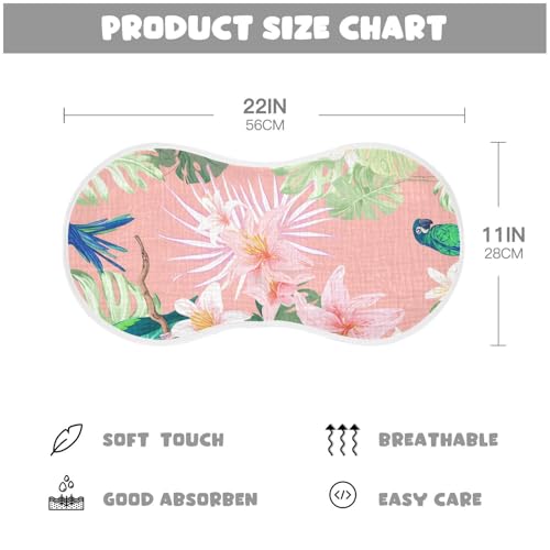 Muslin Burp Cloth for Baby 2PCS Hibiscus Palm Leaves Super Absorbent Burping Cloths, Bibs for Newborn Boys Girls4