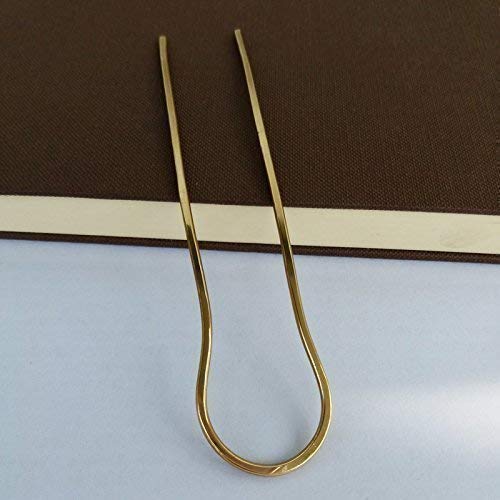 Miniatura 5 de Horquilla de pelo de metal en forma de U boho, soporte para moño, latón martillado y pulido, peine de pelo de 5 pulgadas de largo y 1 pulgada