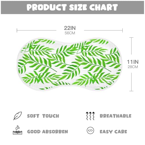 Green Leafy Branches Muslin Burp Cloths for Baby 4-Layer Absorbent Cotton Large 22" x 11" Soft Spit Up Rags for Newborns Boys Girls, 4 Pack2