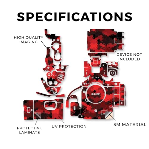 Image of Camera Skin Compatible with Sony Alpha 9 III (2024) - Red Hexa Camo - Premium 3M Vinyl Protective Wrap Decal Cover - Easy to Apply | Crafted in the USA by MightySkins