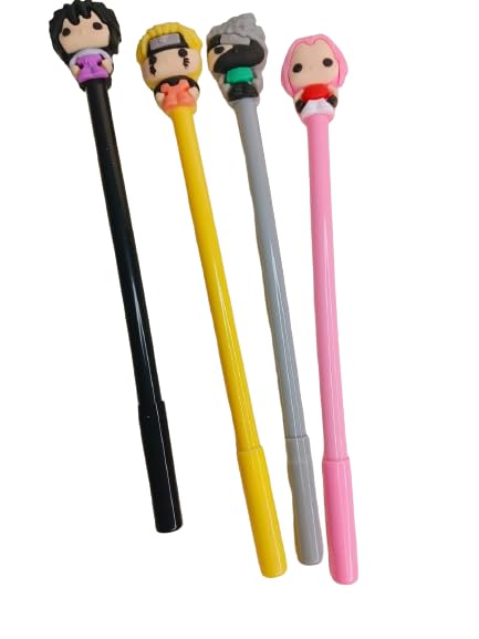 Image of Gifts- Anime Naruto Gel Pen Set with Comfortable Grip For Smooth Writing | Kids Adults Student Office Supplies Set of 4 Black Ink