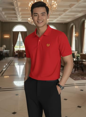 Image of MACK JONNEY Men's Solid Polo T-Shirt | Premium Cotton Blend | Regular Fit | Short Sleeve | Collared Casual Wear|Pack of 2 -MJ-157