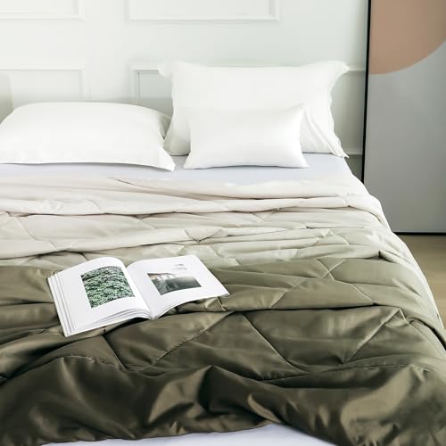Image of Ac Comforter King Size Ombre with Satin Finish 180 GSM - Reversible AC Comforter - Brown Comforter Quilt Duvet Dohar Blanket for Summer 220 x 250cm