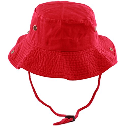 The Hat Depot 300N1510 Wide Brim Foldable Double-Sided Outdoor Boonie Bucket Hat (L/Xl, 2. Cotton - Red) #TOP5
