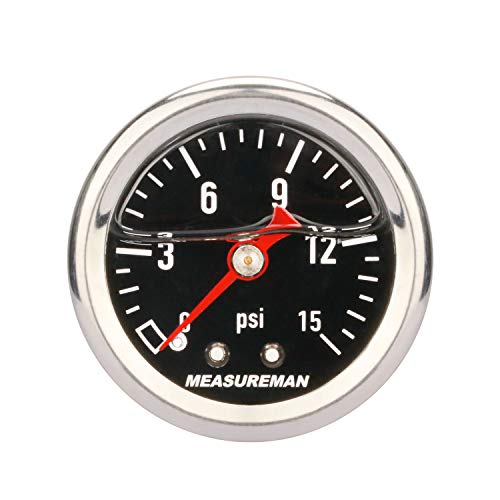 Measureman MA028 1.5 Inch Black Dial, 304 Stainless Steel Case, Liquid Filled Fuel Pressure Gauge thumb #2